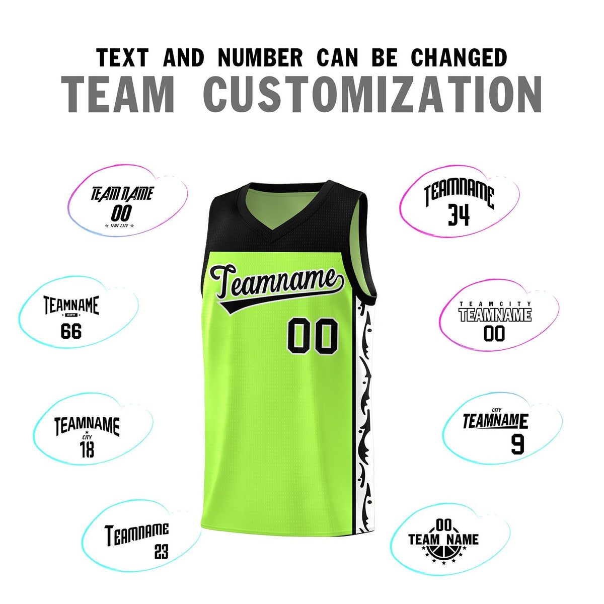 Custom Neon Green Side Pattern Sports Uniform Basketball Jersey|KXKSHOP