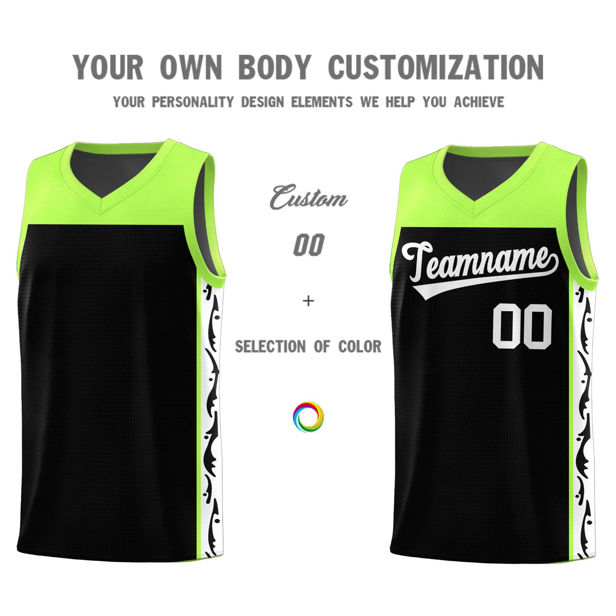 Custom Black Side Pattern Sports Uniform Basketball Jersey|KXKSHOP