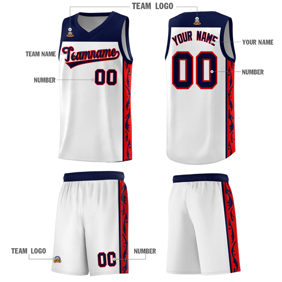 Custom White Side Pattern Sports Uniform Basketball Jersey|KXKSHOP