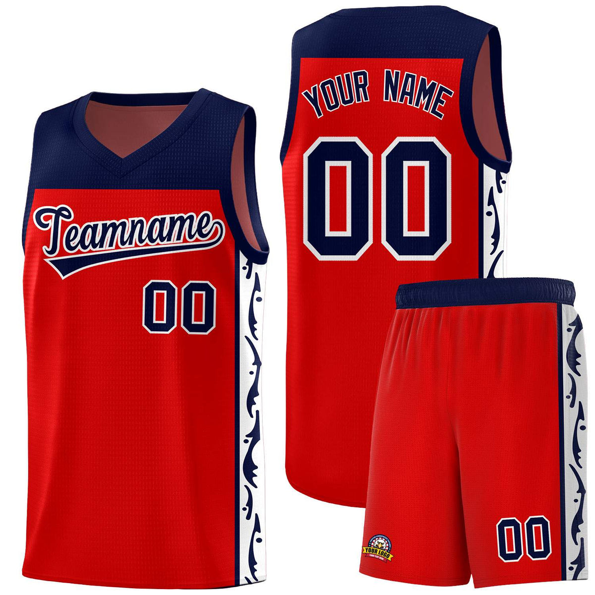 Custom Red Side Pattern Sports Uniform Basketball Jersey|KXKSHOP