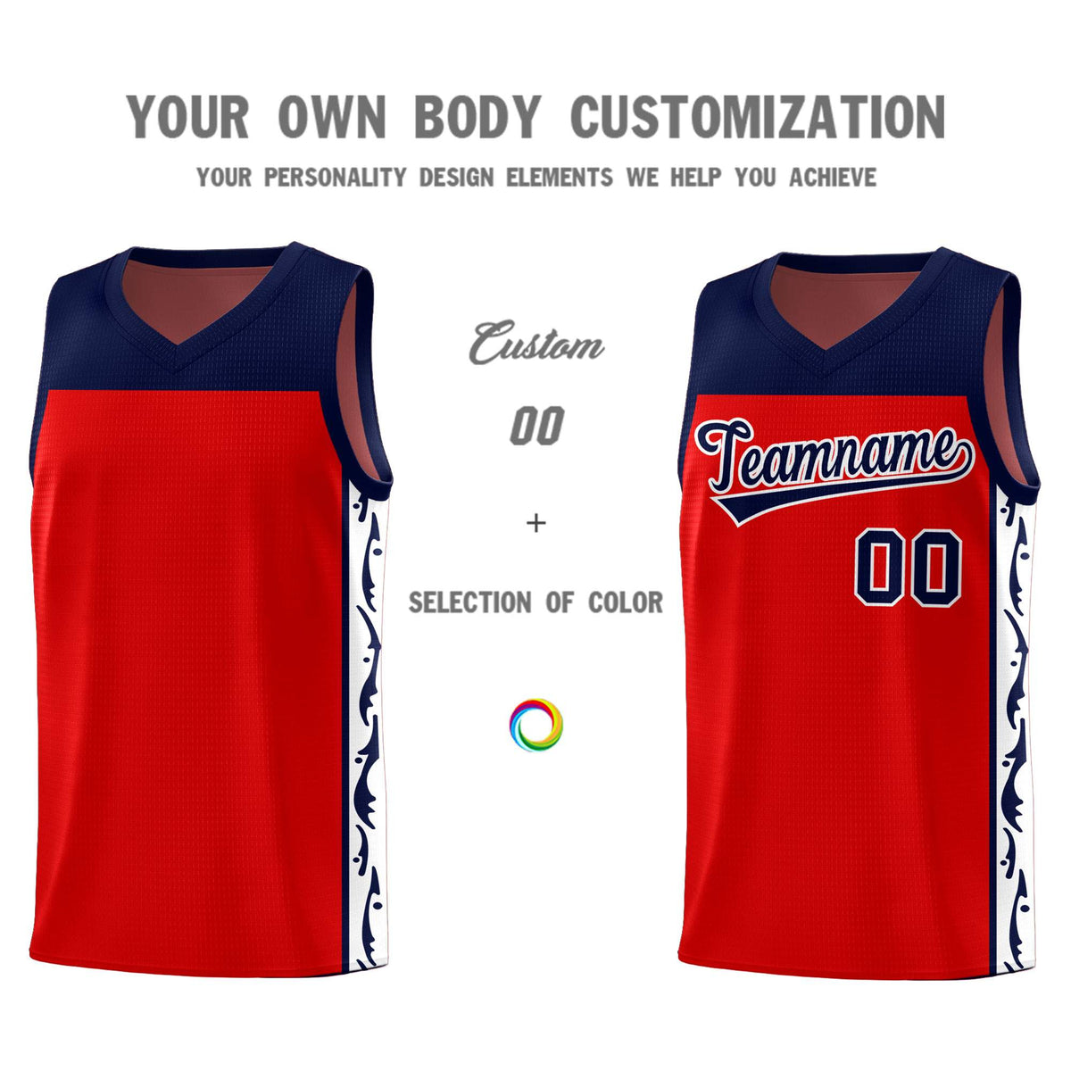 Custom Red Side Pattern Sports Uniform Basketball Jersey|KXKSHOP
