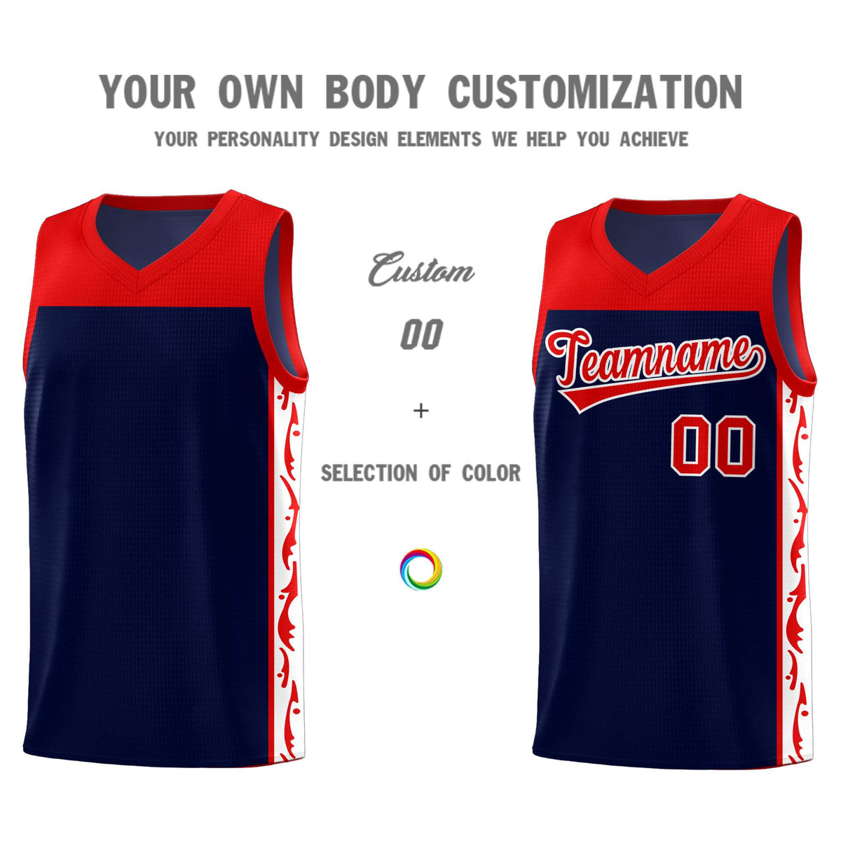 Custom Navy Side Pattern Sports Uniform Basketball Jersey|KXKSHOP