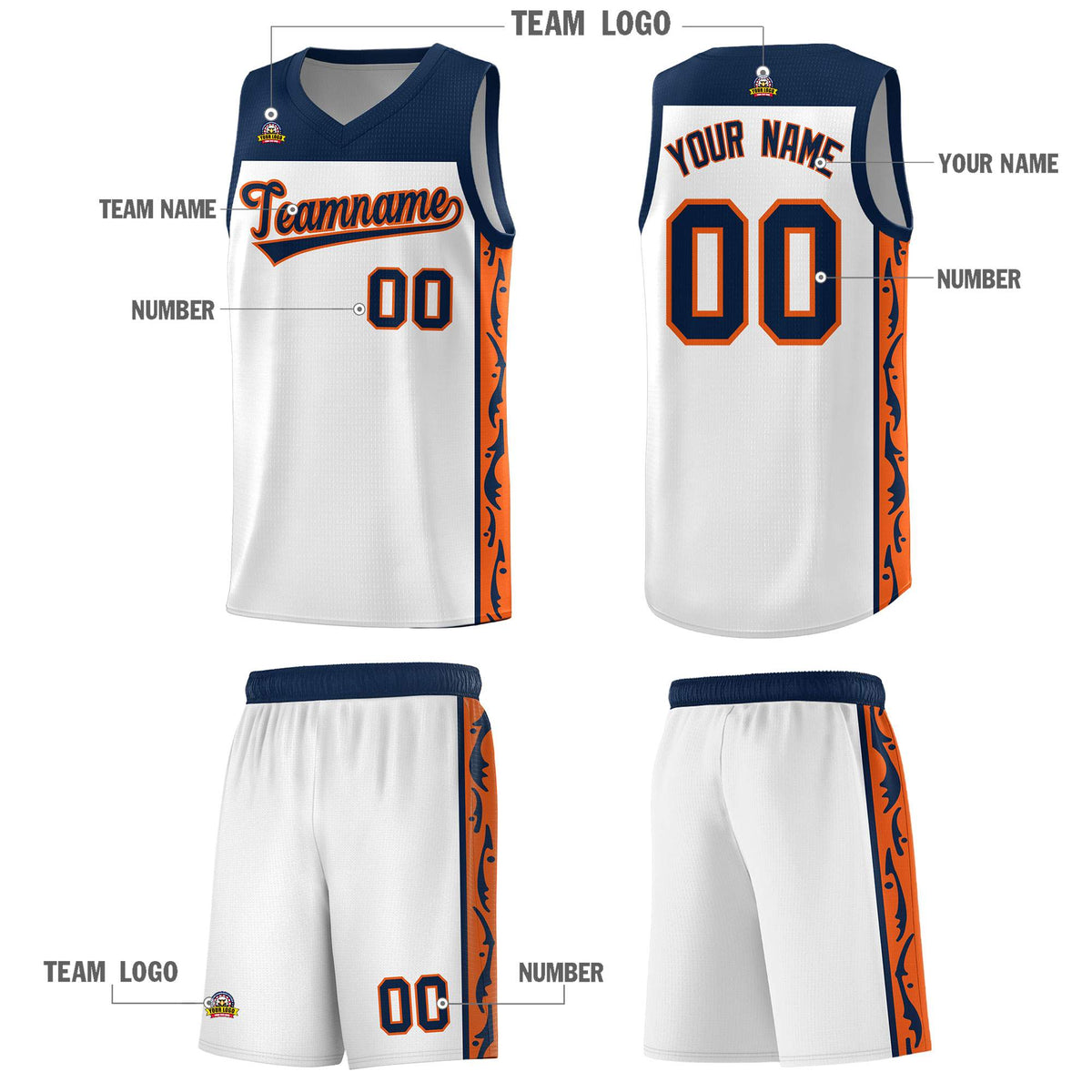 Custom White Side Pattern Sports Uniform Basketball Jersey|KXKSHOP