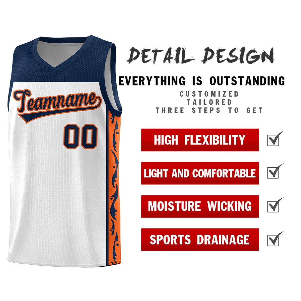 Custom White Side Pattern Sports Uniform Basketball Jersey|KXKSHOP