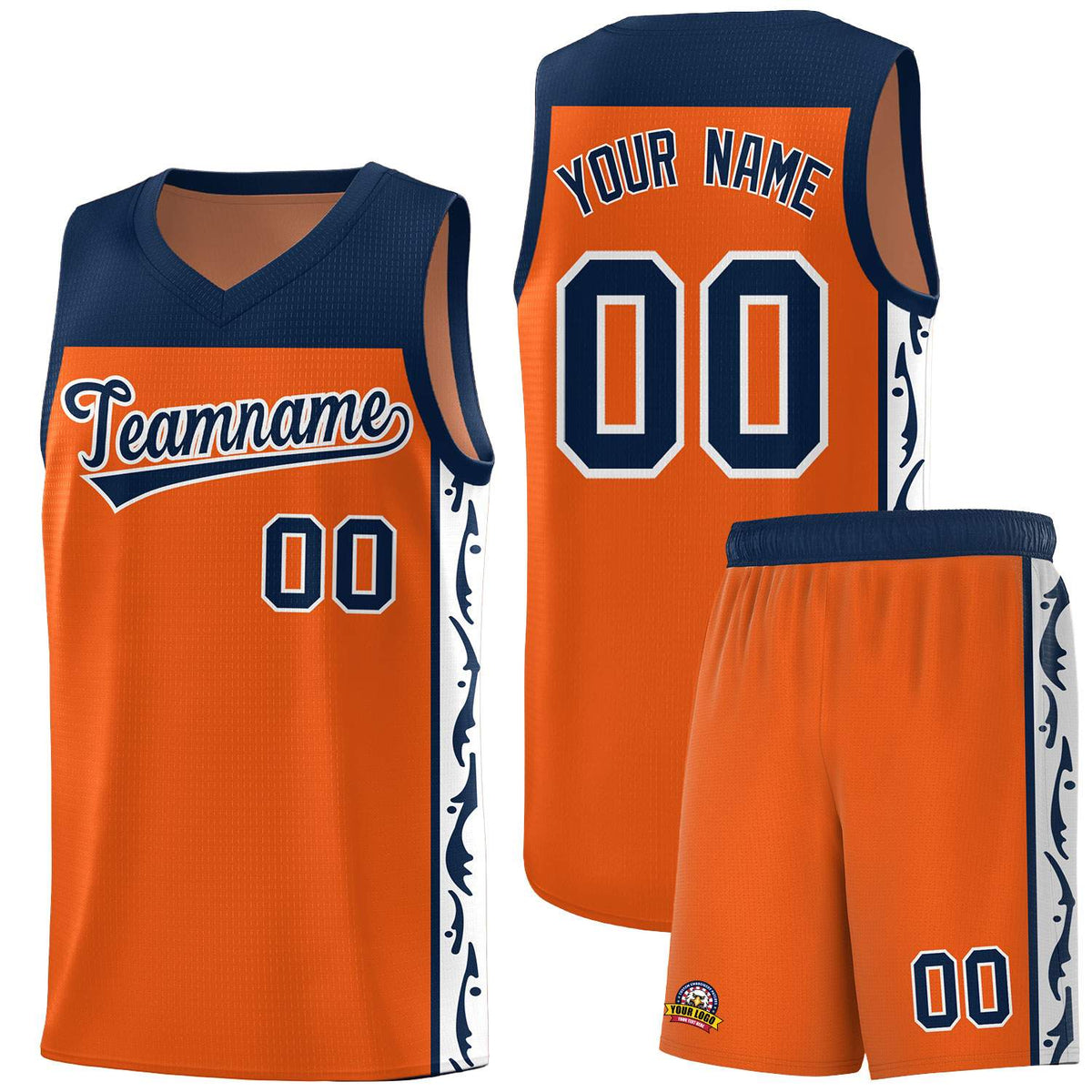 Custom Orange Side Pattern Sports Uniform Basketball Jersey|KXKSHOP
