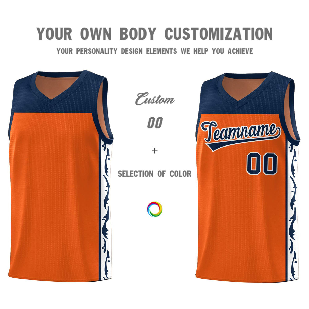 Custom Orange Side Pattern Sports Uniform Basketball Jersey|KXKSHOP