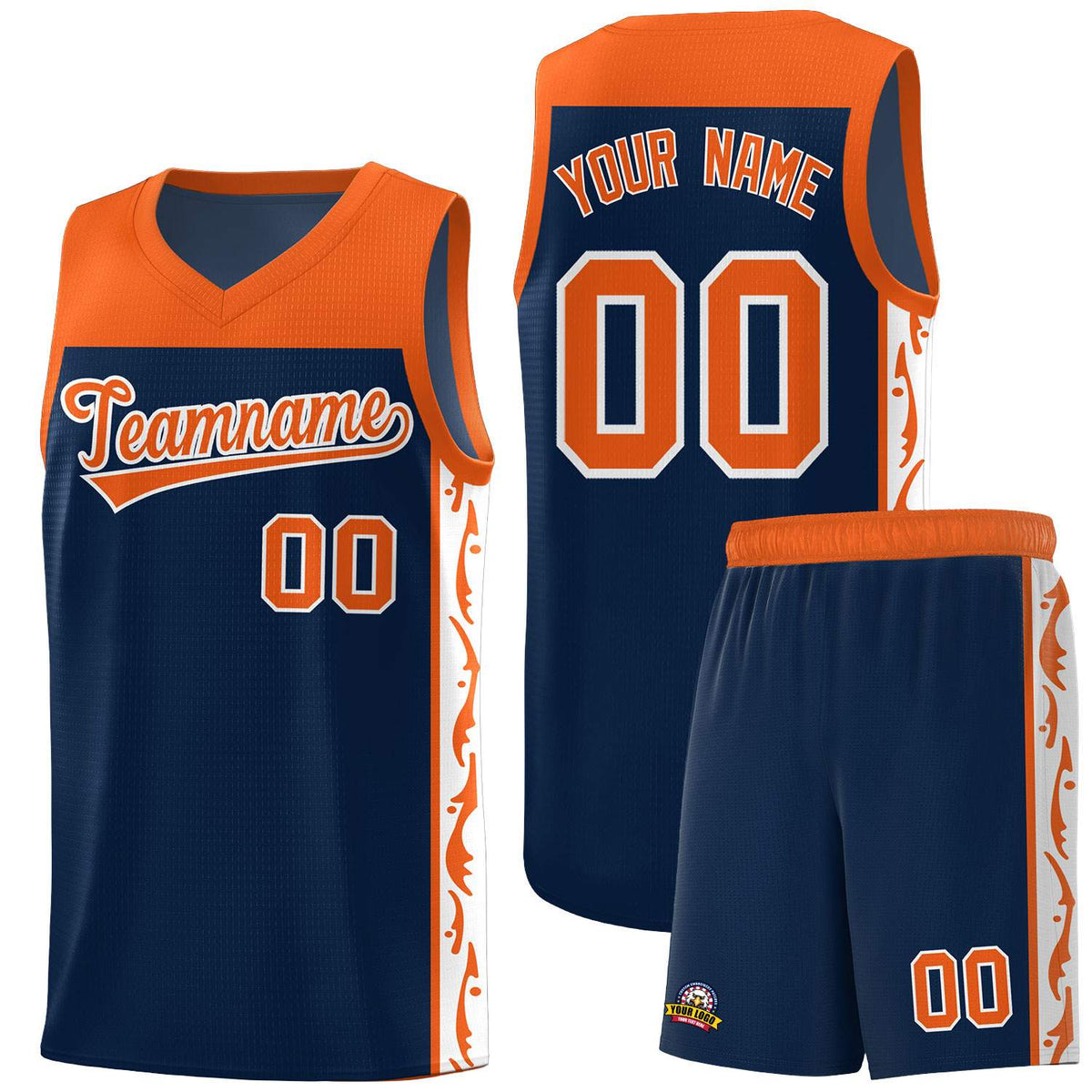 Custom Navy Side Pattern Sports Uniform Basketball Jersey|KXKSHOP