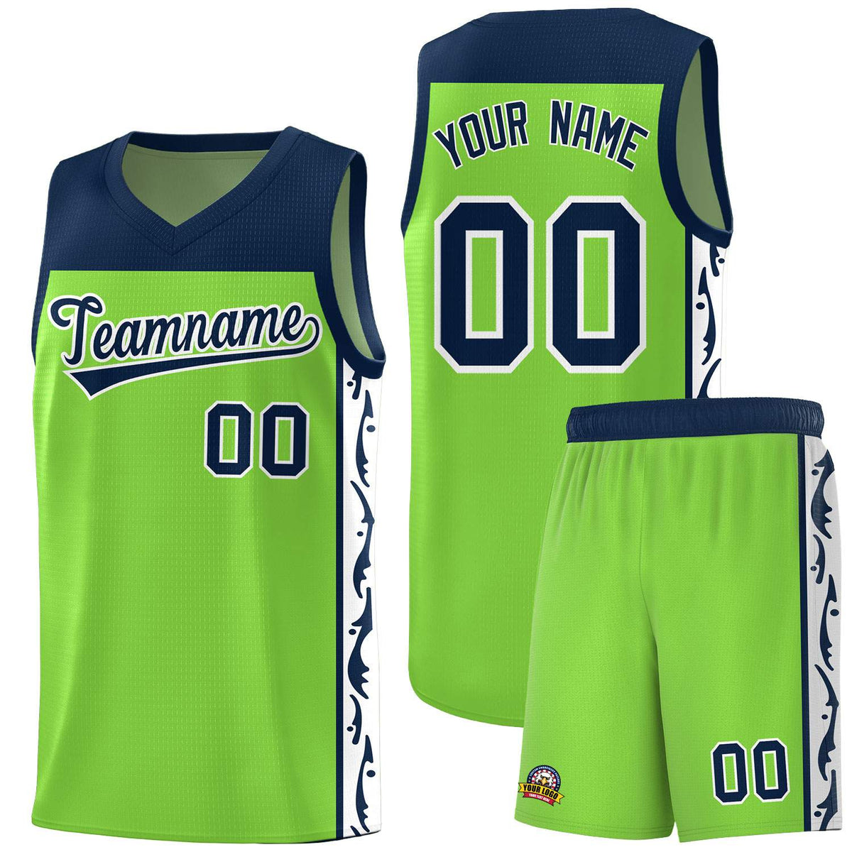 Custom Neon Green Side Pattern Sports Uniform Basketball Jersey|KXKSHOP