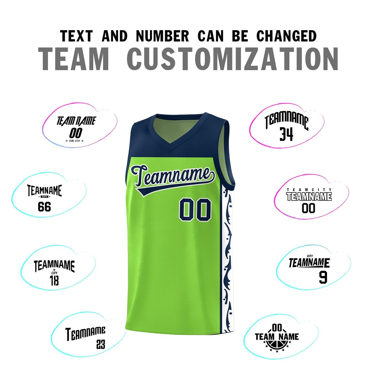 Custom Neon Green Side Pattern Sports Uniform Basketball Jersey|KXKSHOP