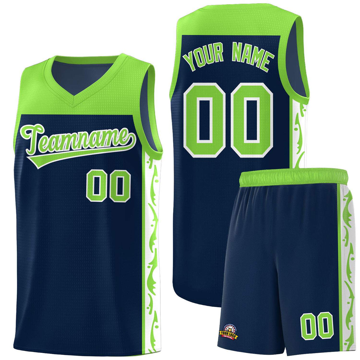 Custom Navy Side Pattern Sports Uniform Basketball Jersey|KXKSHOP