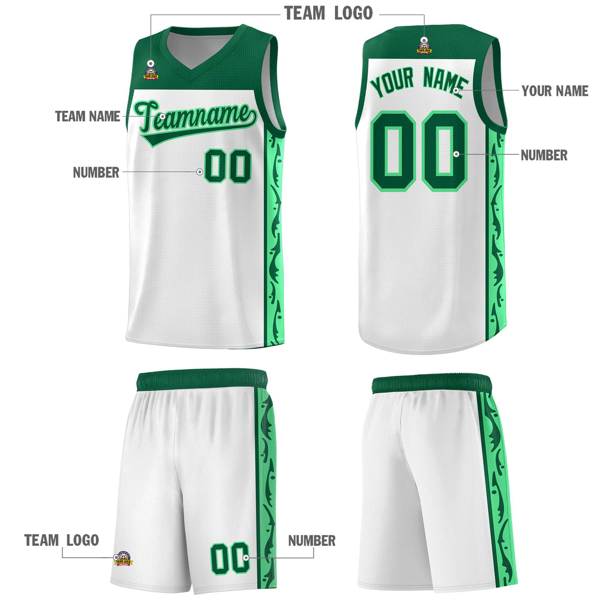 Custom White Side Pattern Sports Uniform Basketball Jersey|KXKSHOP