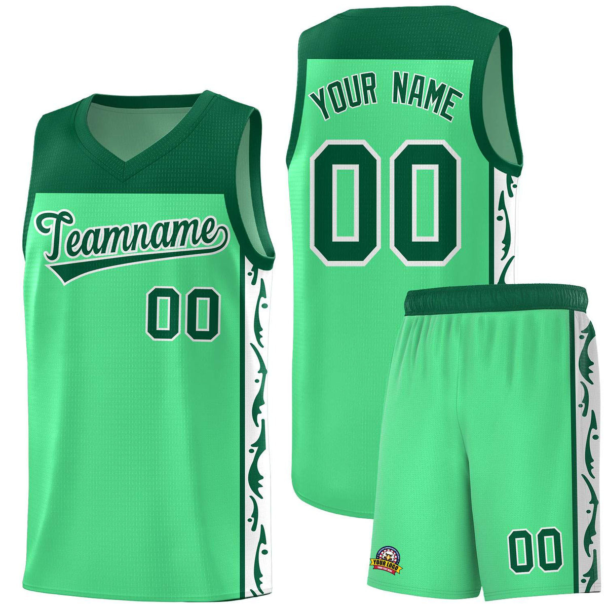 Custom Bright Green Side Pattern Sports Uniform Basketball Jersey|KXKSHOP