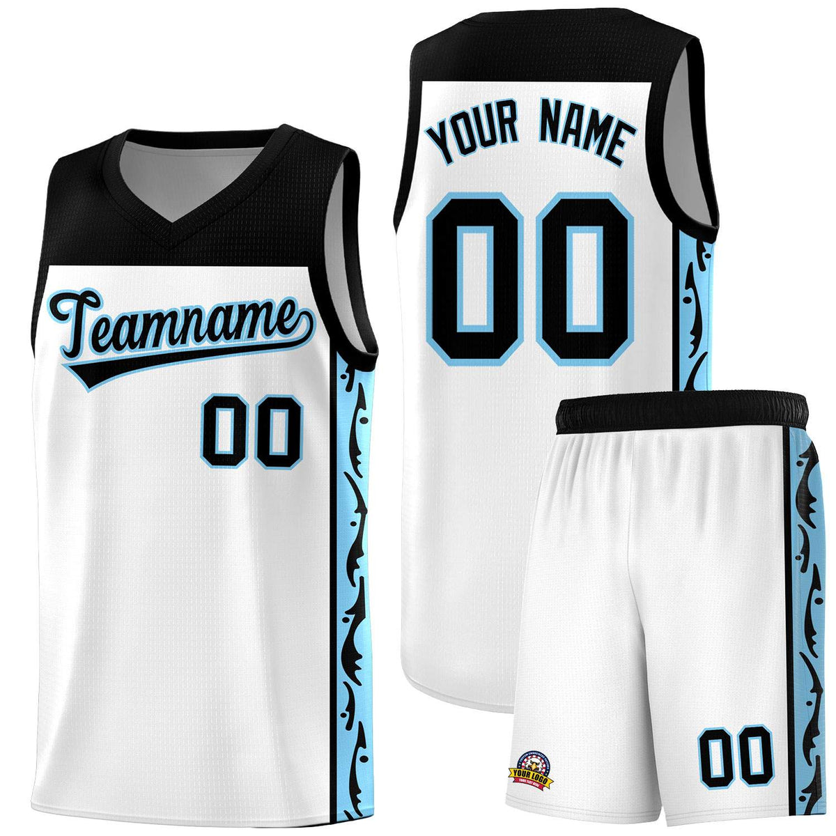 Custom White Side Pattern Sports Uniform Basketball Jersey|KXKSHOP
