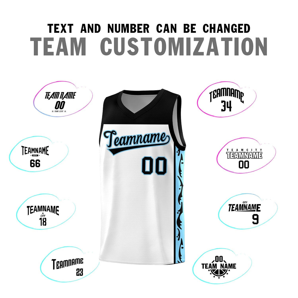 Custom White Side Pattern Sports Uniform Basketball Jersey|KXKSHOP