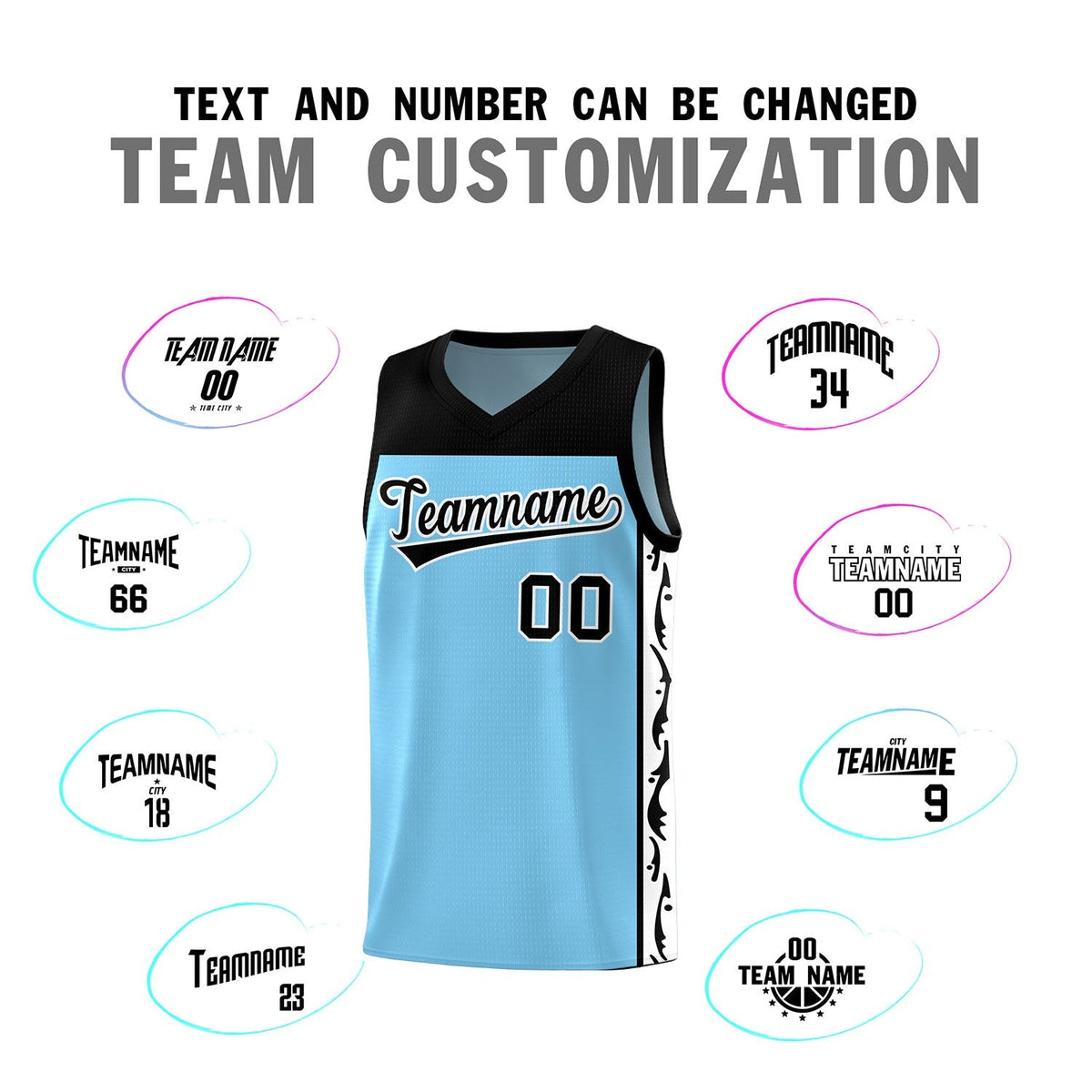 Custom Light Blue Side Pattern Sports Uniform Basketball Jersey|KXKSHOP