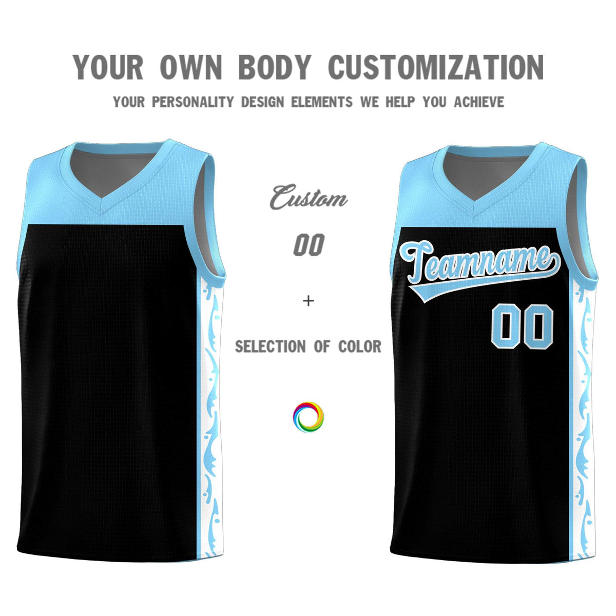 Custom Black Side Pattern Sports Uniform Basketball Jersey|KXKSHOP
