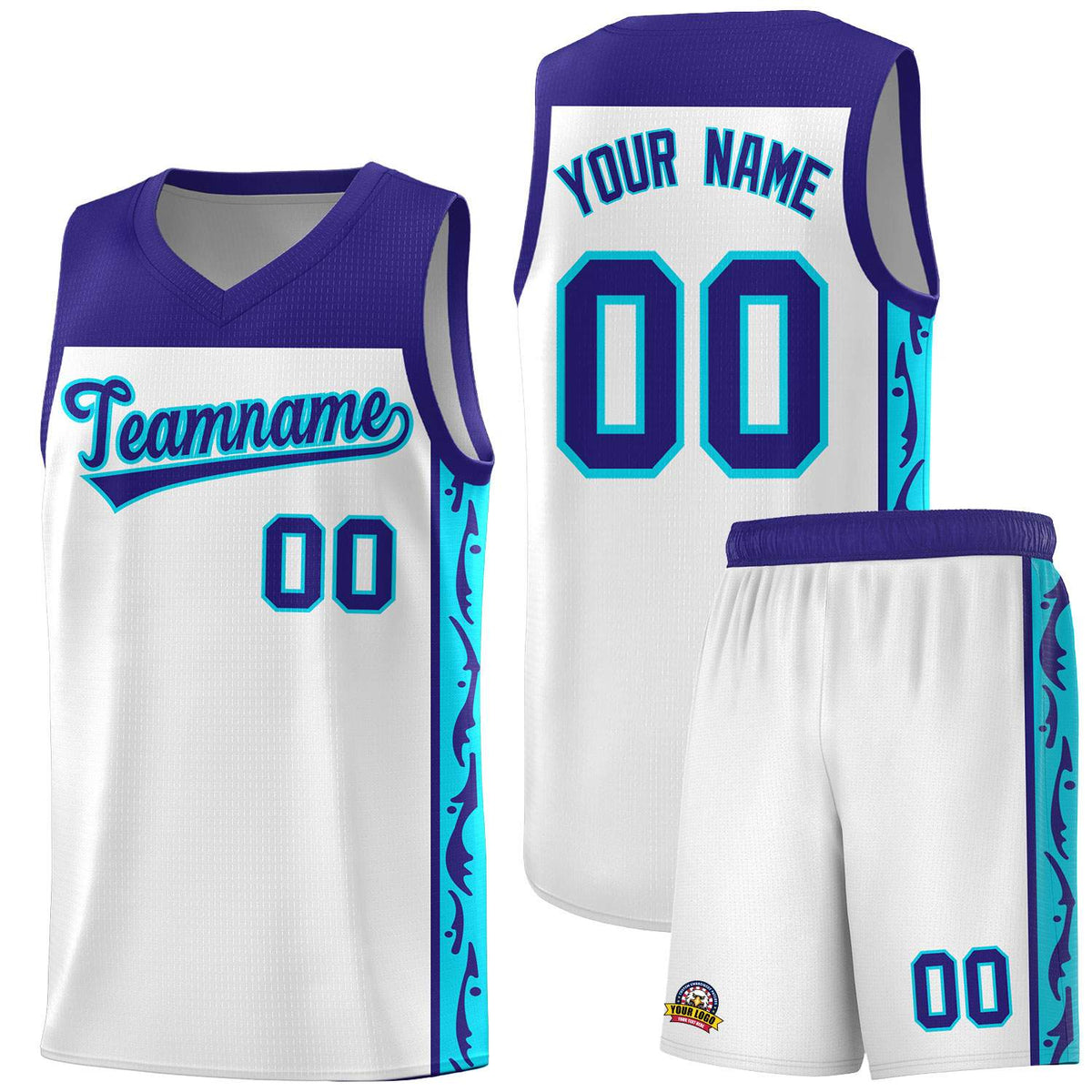 Custom White Side Pattern Sports Uniform Basketball Jersey|KXKSHOP