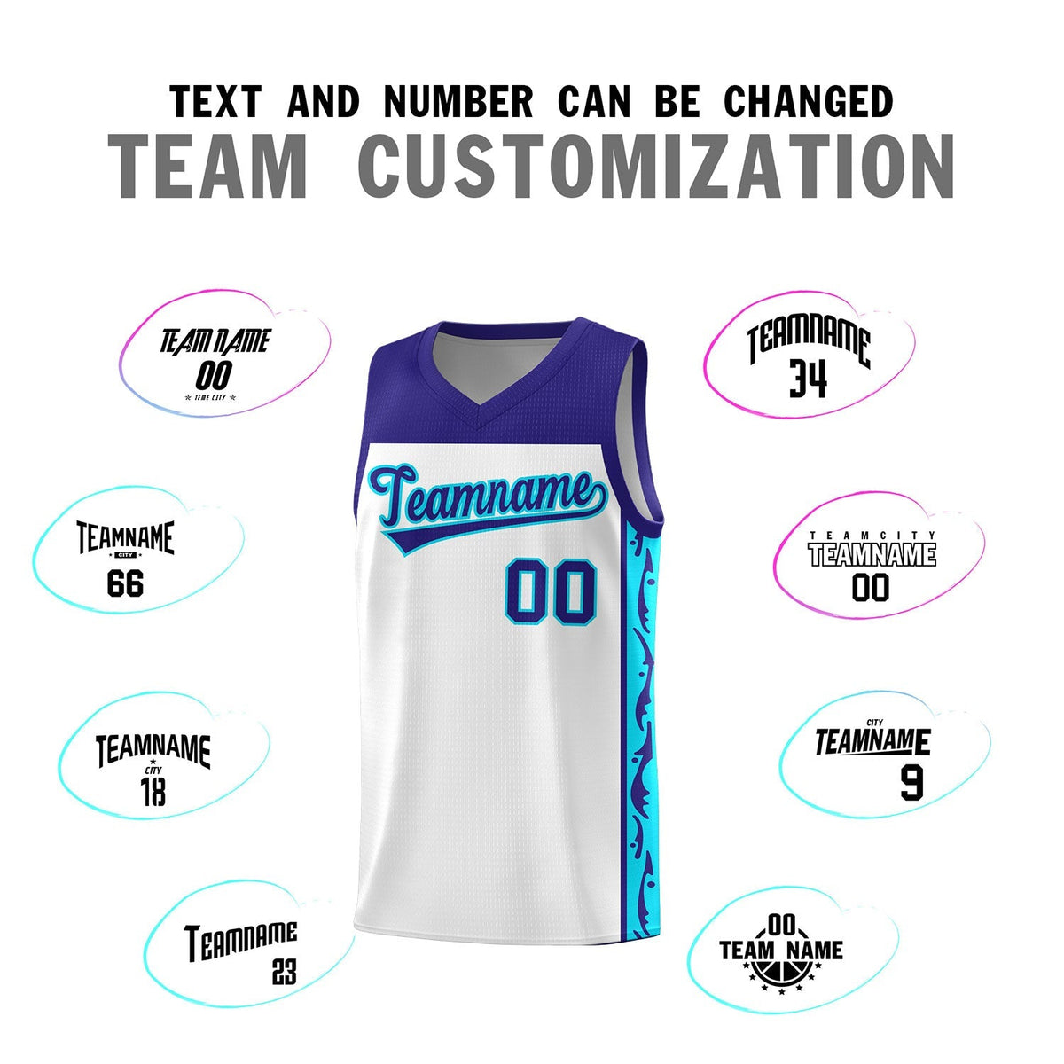 Custom White Side Pattern Sports Uniform Basketball Jersey|KXKSHOP