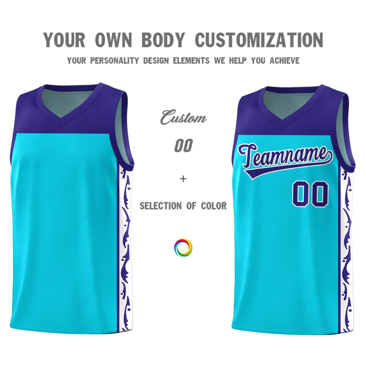 Custom Sky Blue Side Pattern Sports Uniform Basketball Jersey|KXKSHOP