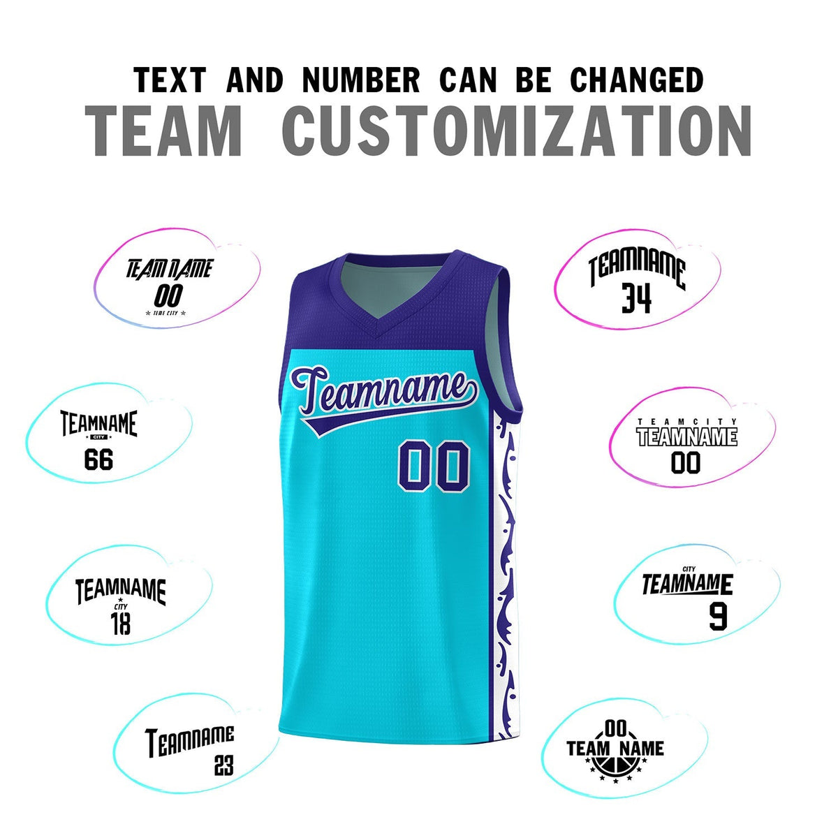 Custom Sky Blue Side Pattern Sports Uniform Basketball Jersey|KXKSHOP