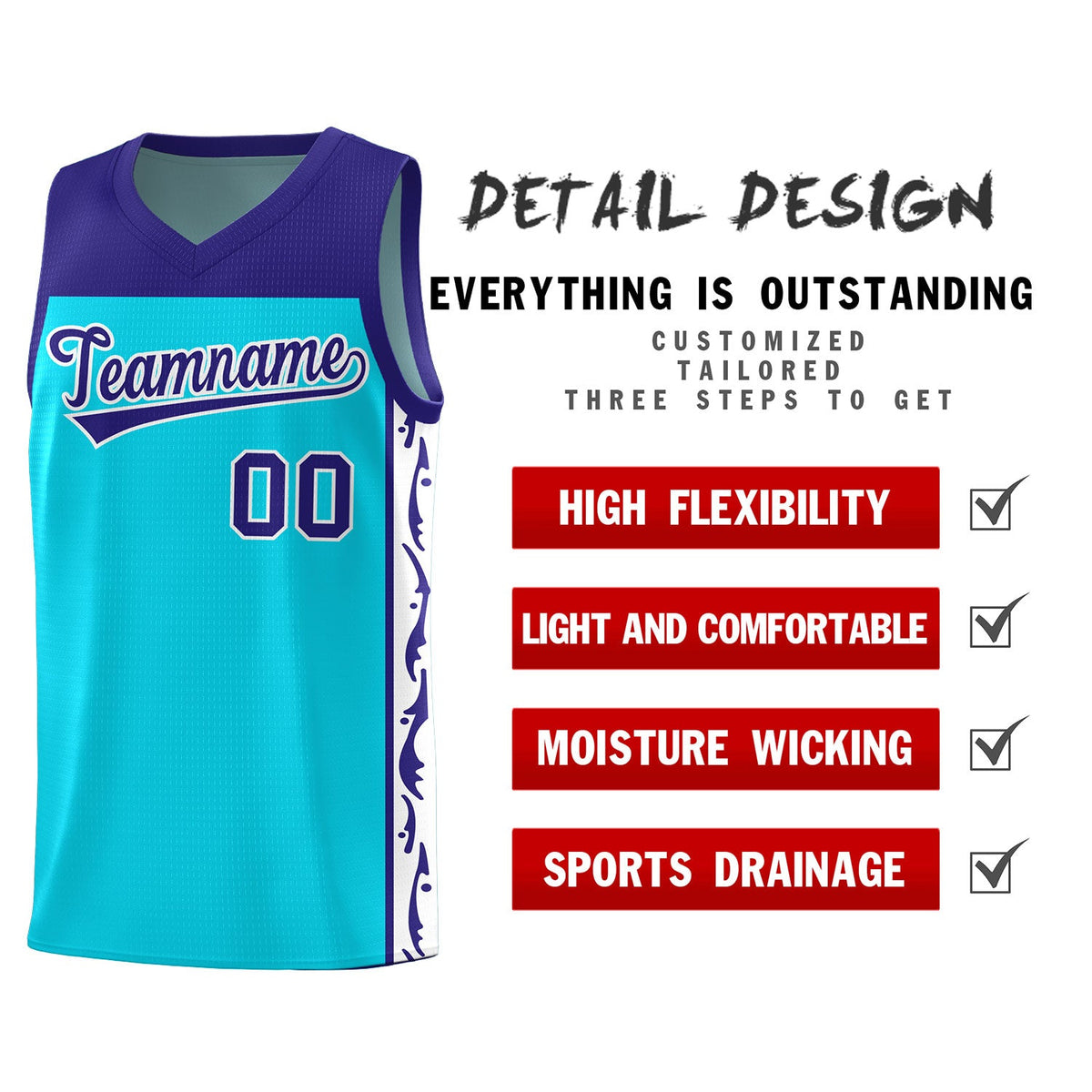 Custom Sky Blue Side Pattern Sports Uniform Basketball Jersey|KXKSHOP