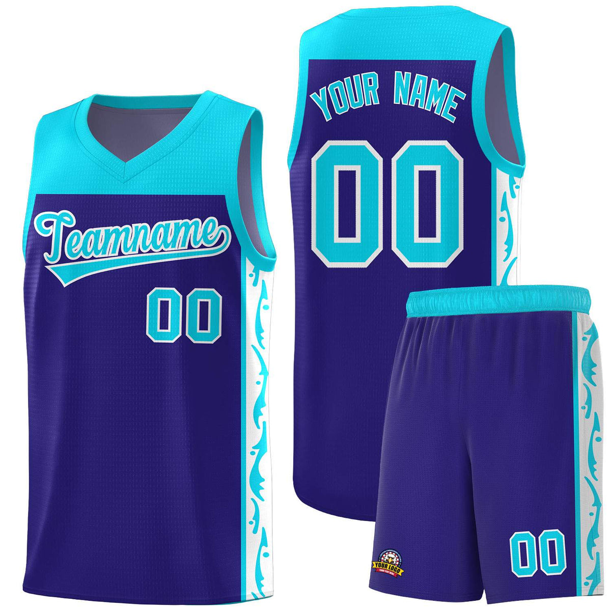 Custom Royal Side Pattern Sports Uniform Basketball Jersey|KXKSHOP