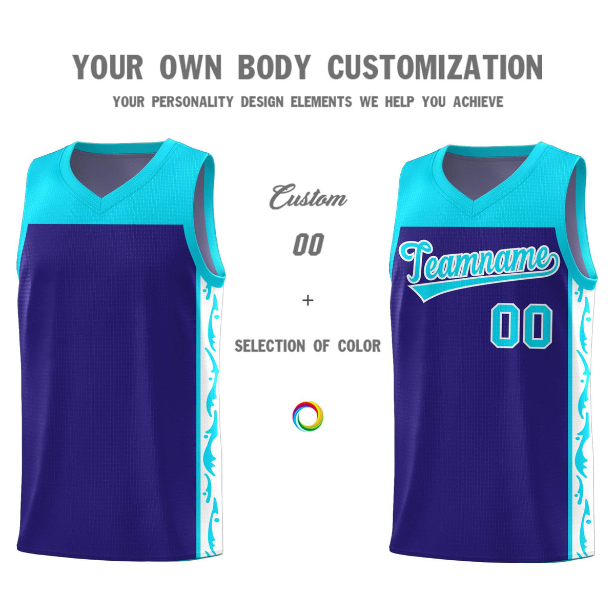 Custom Royal Side Pattern Sports Uniform Basketball Jersey|KXKSHOP