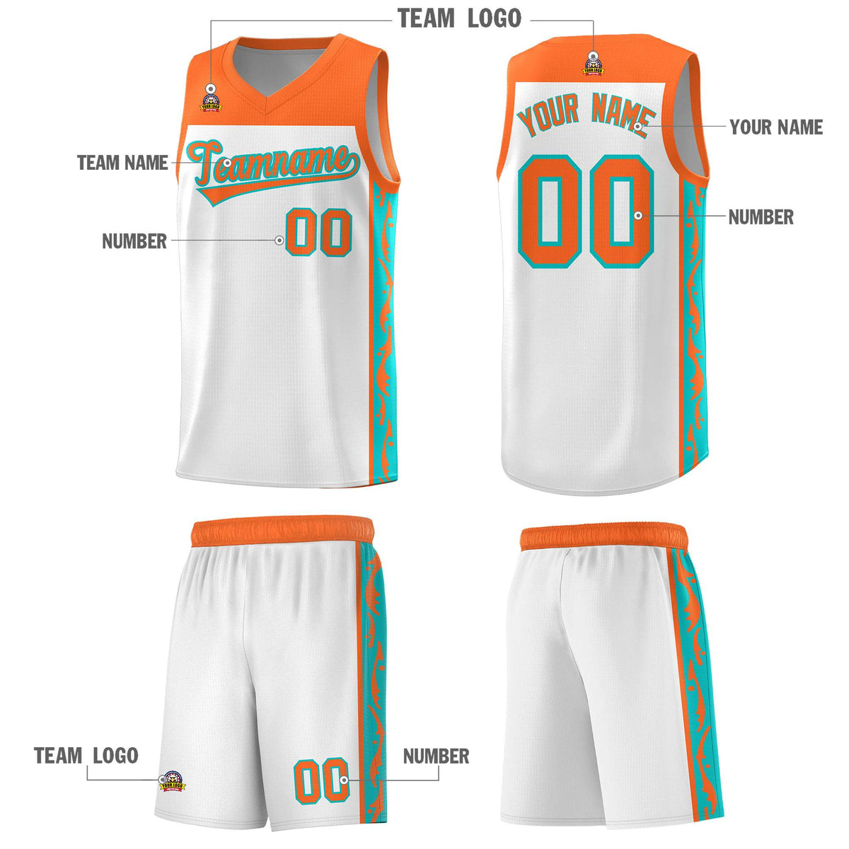 Custom White Side Pattern Sports Uniform Basketball Jersey|KXKSHOP