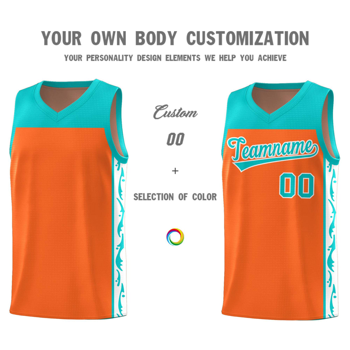 Custom Orange Side Pattern Sports Uniform Basketball Jersey|KXKSHOP