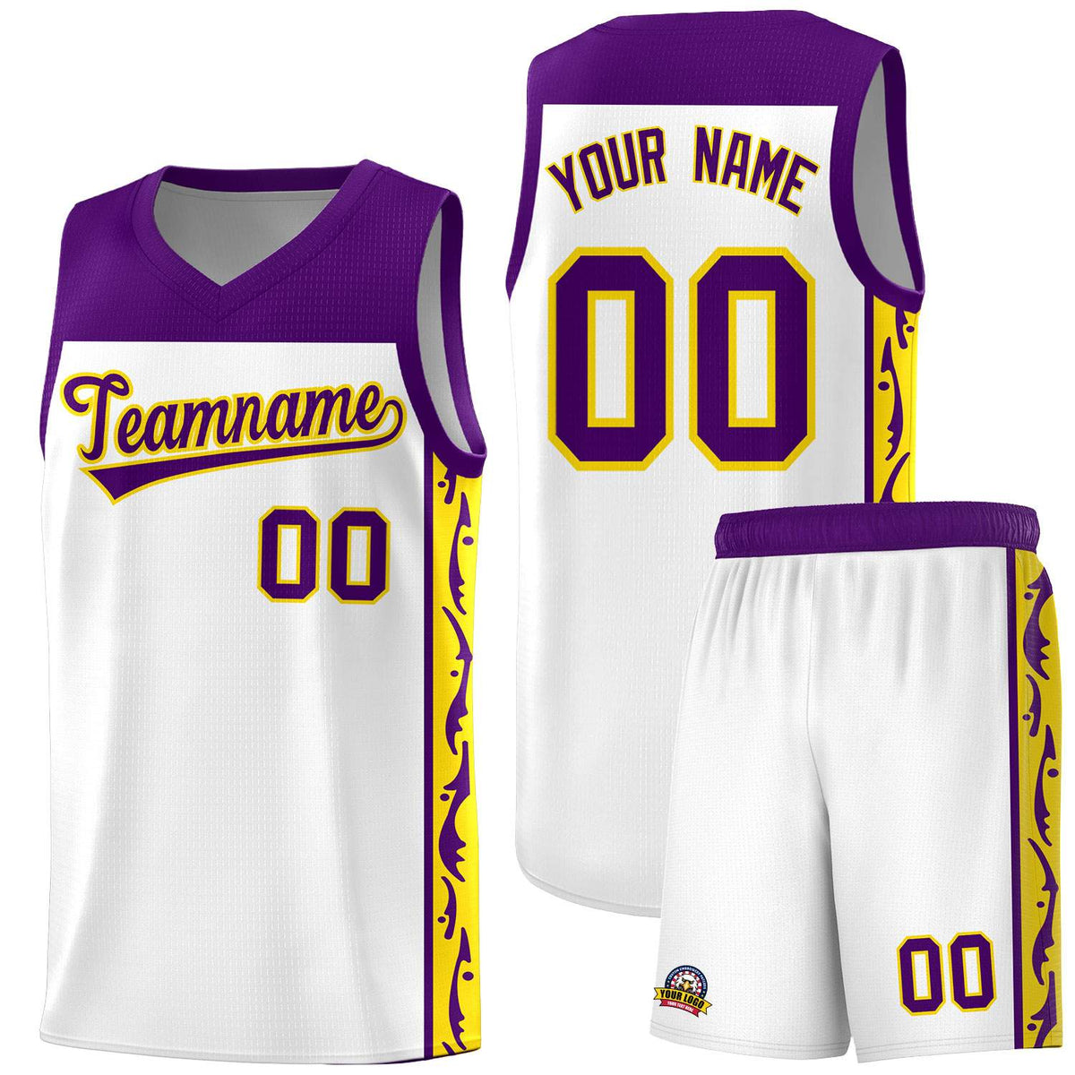 Custom White Side Pattern Sports Uniform Basketball Jersey|KXKSHOP