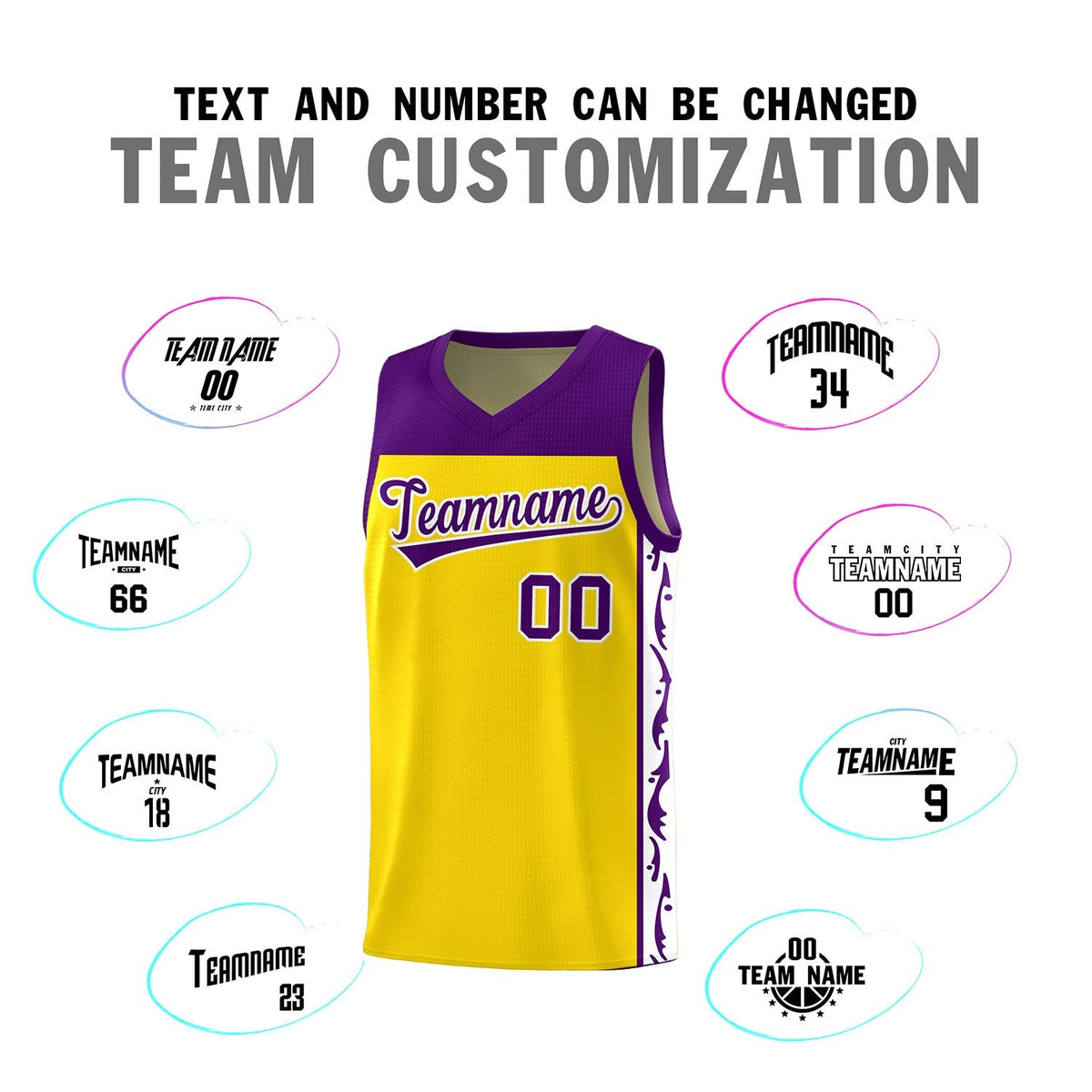Custom Gold Side Pattern Sports Uniform Basketball Jersey|KXKSHOP