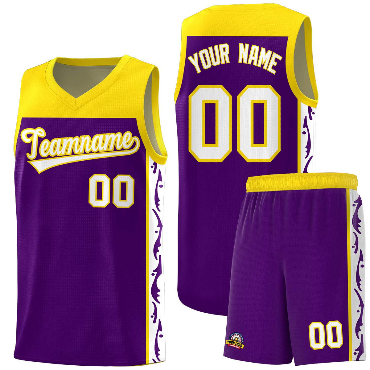 Custom Purple Side Pattern Sports Uniform Basketball Jersey|KXKSHOP