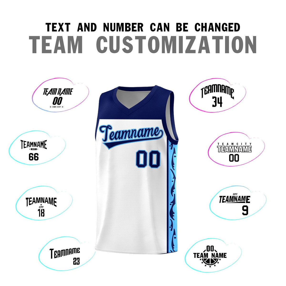 Custom White Side Pattern Sports Uniform Basketball Jersey|KXKSHOP