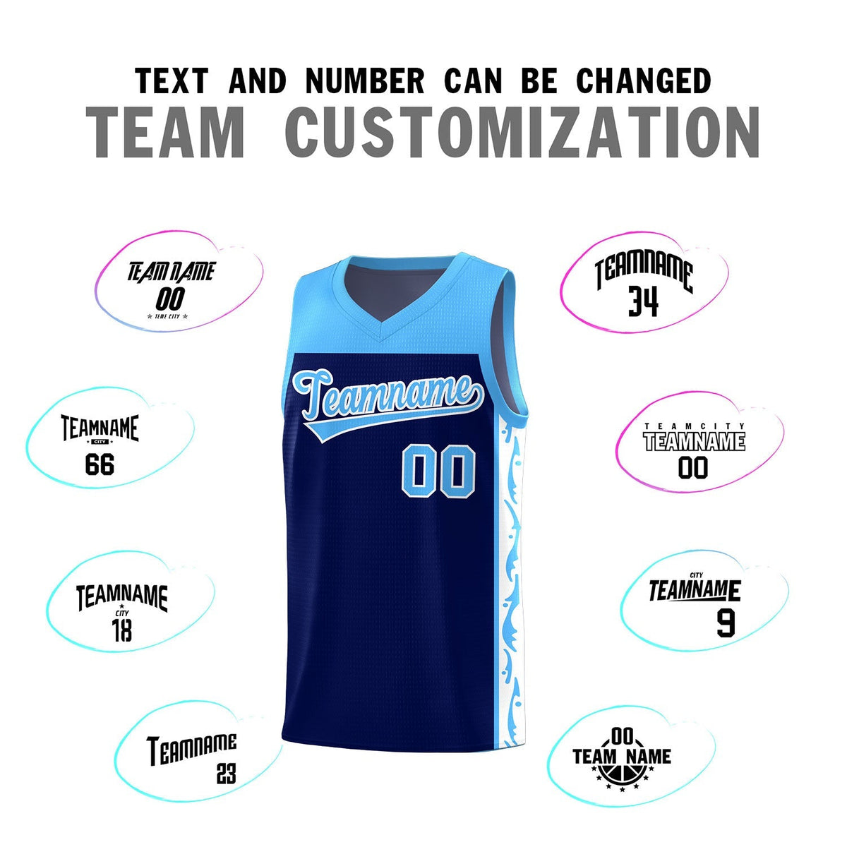 Custom Navy Side Pattern Sports Uniform Basketball Jersey|KXKSHOP