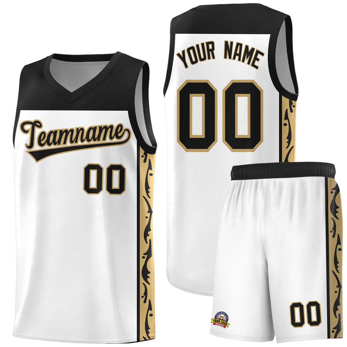 Custom White Side Pattern Sports Uniform Basketball Jersey|KXKSHOP