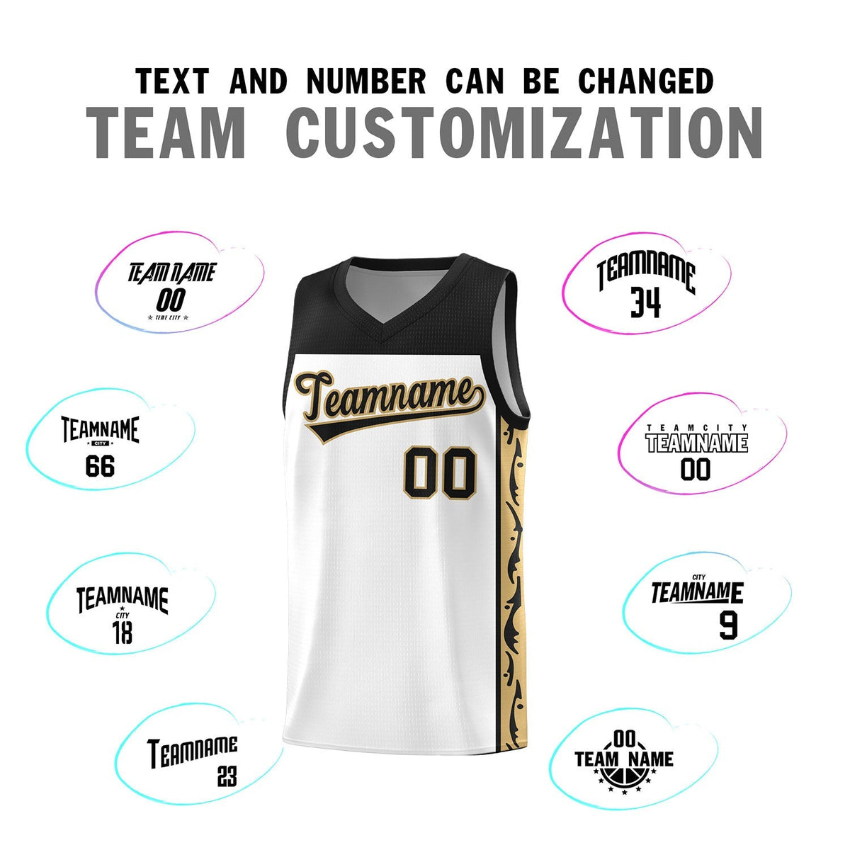 Custom White Side Pattern Sports Uniform Basketball Jersey|KXKSHOP