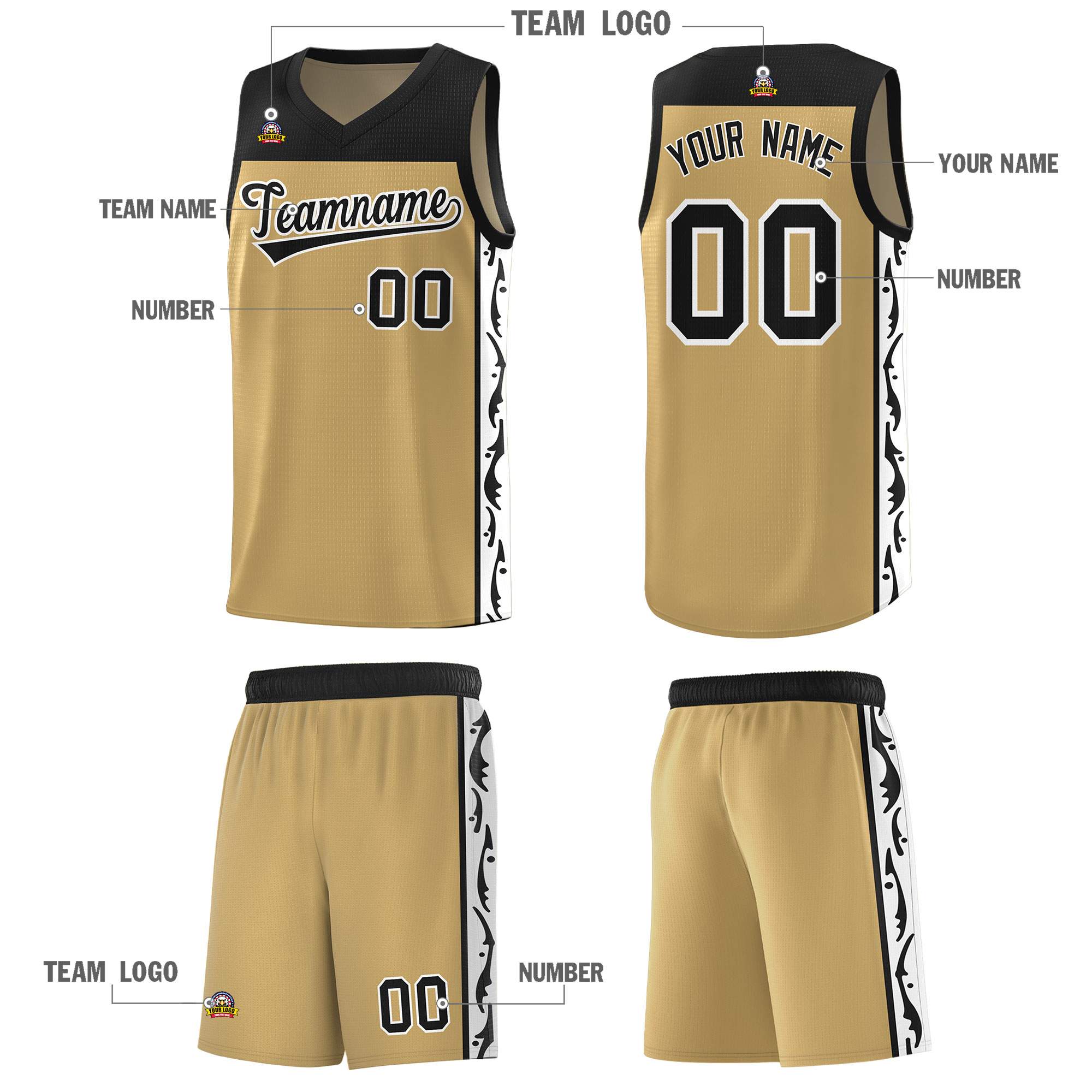 Custom Light Brown Side Pattern Sports Uniform Basketball Jersey|KXKSHOP