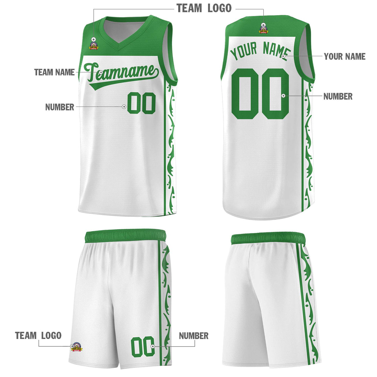 Custom White Side Pattern Sports Uniform Basketball Jersey|KXKSHOP