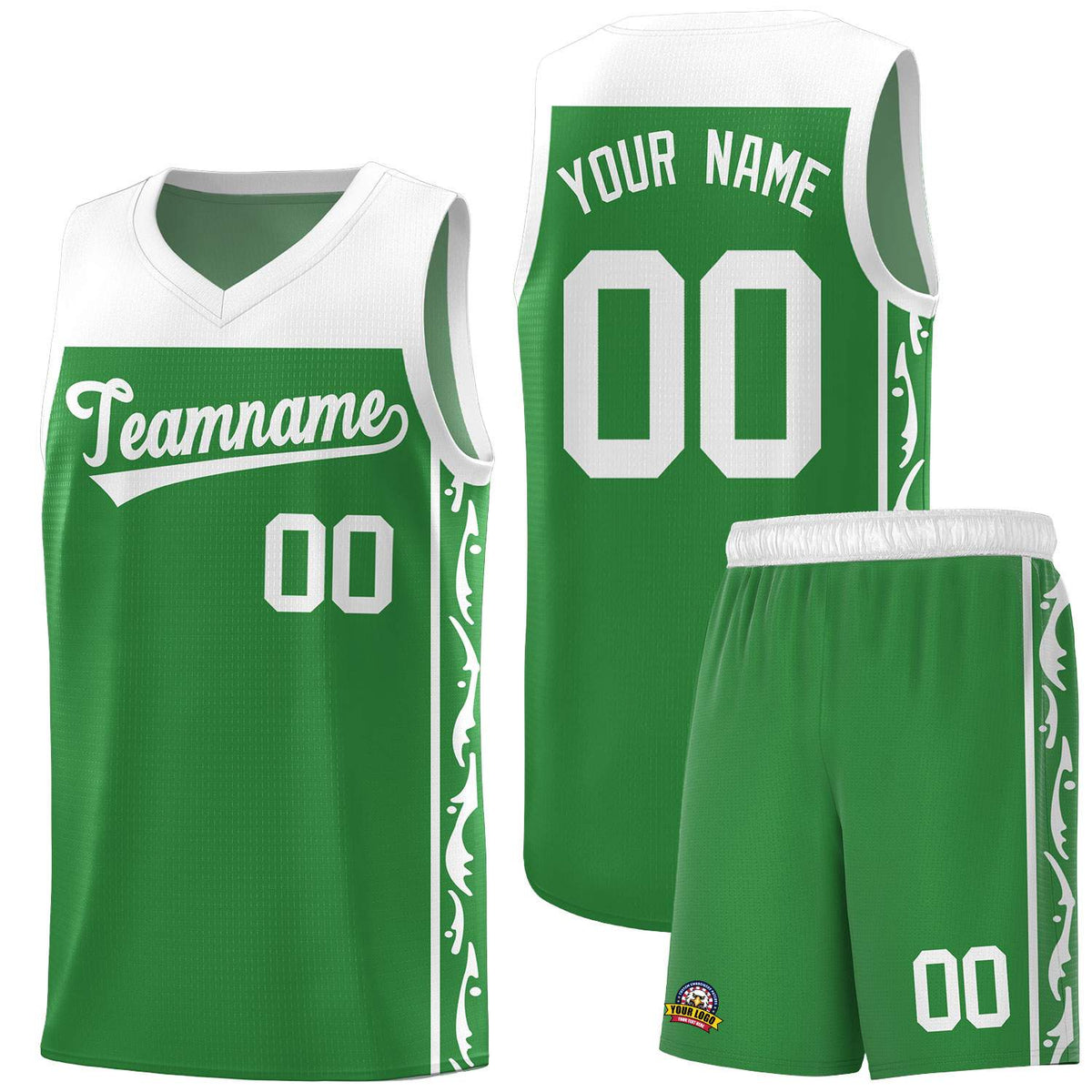 Custom Kelly Green Side Pattern Sports Uniform Basketball Jersey|KXKSHOP