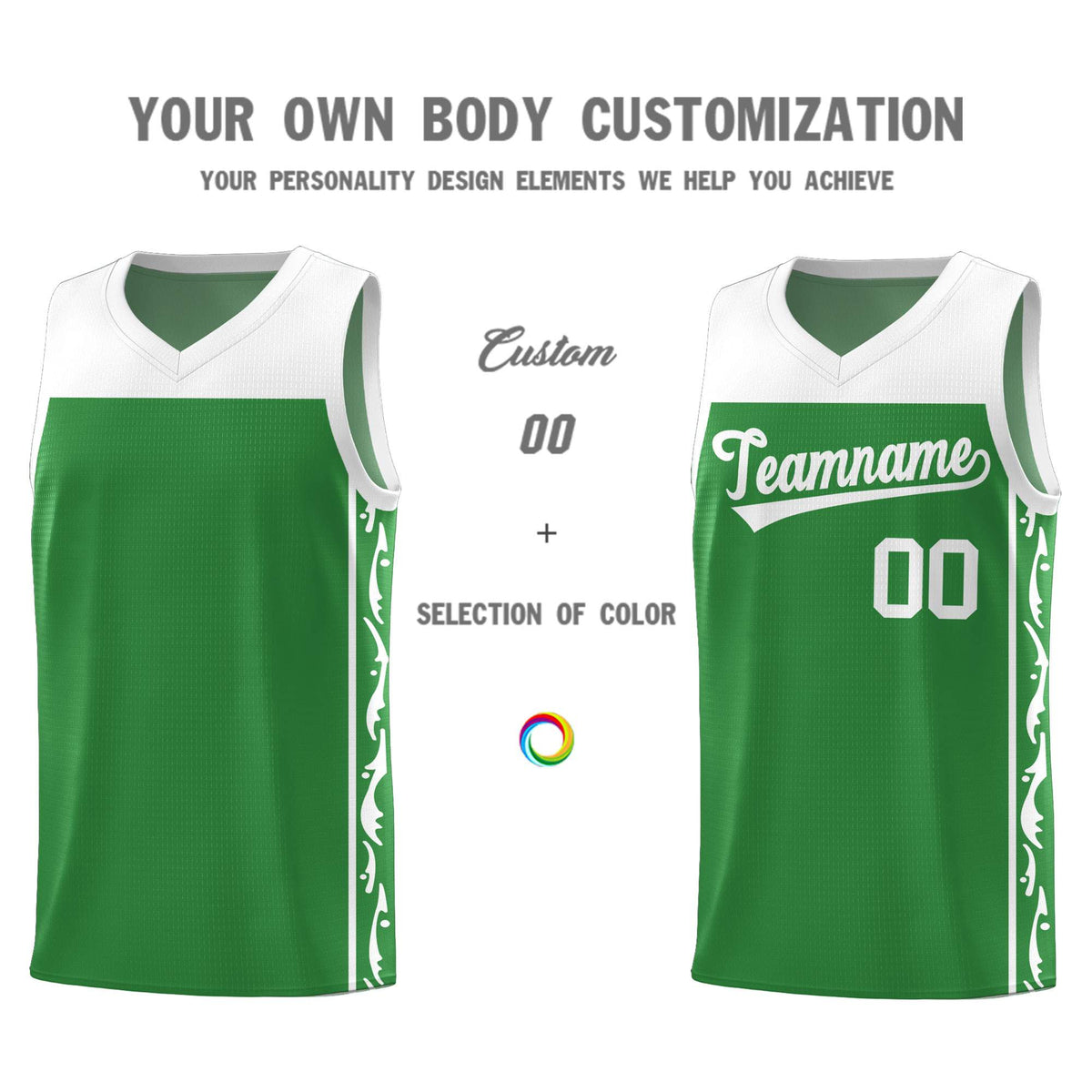 Custom Kelly Green Side Pattern Sports Uniform Basketball Jersey|KXKSHOP