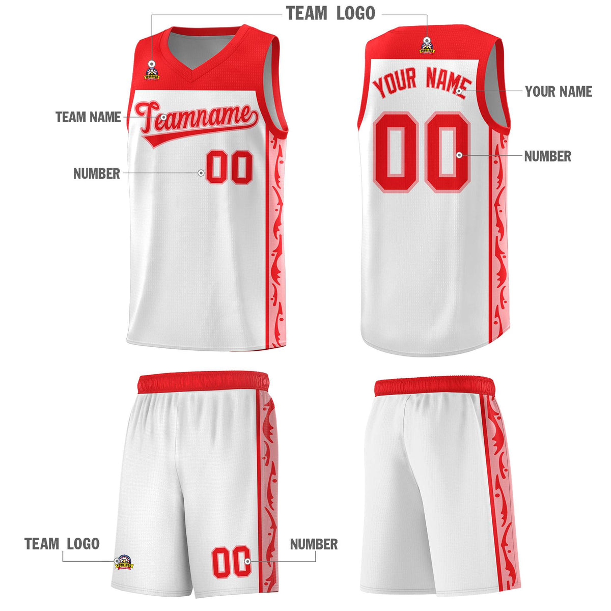 Custom White Side Pattern Sports Uniform Basketball Jersey|KXKSHOP