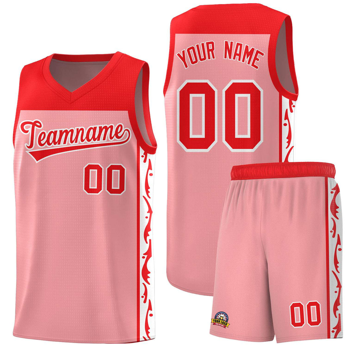 Custom Pink Side Pattern Sports Uniform Basketball Jersey|KXKSHOP