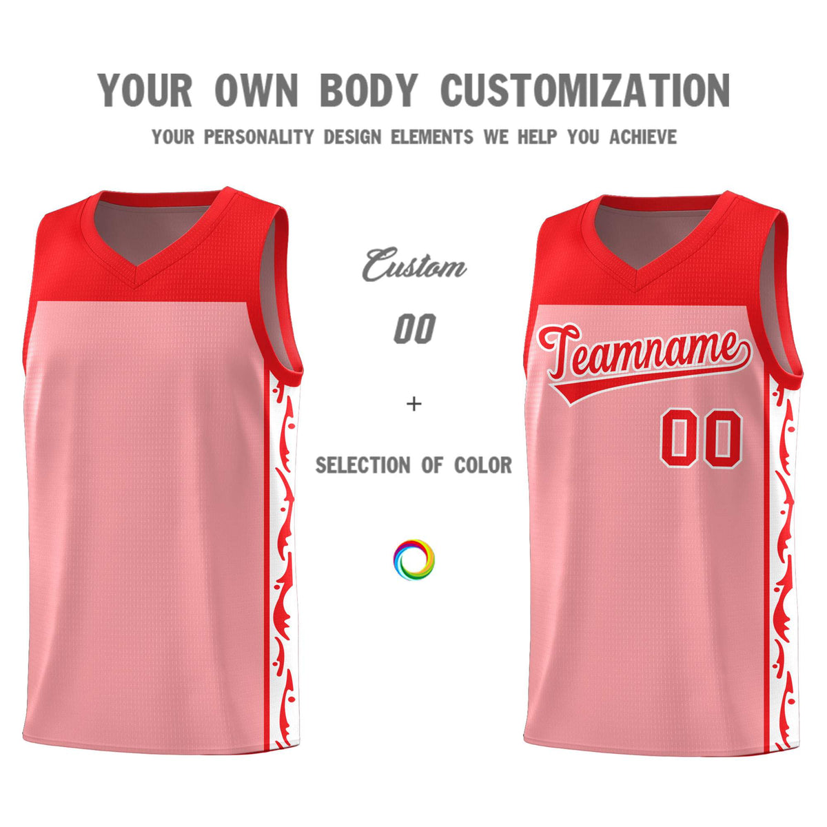 Custom Pink Side Pattern Sports Uniform Basketball Jersey|KXKSHOP