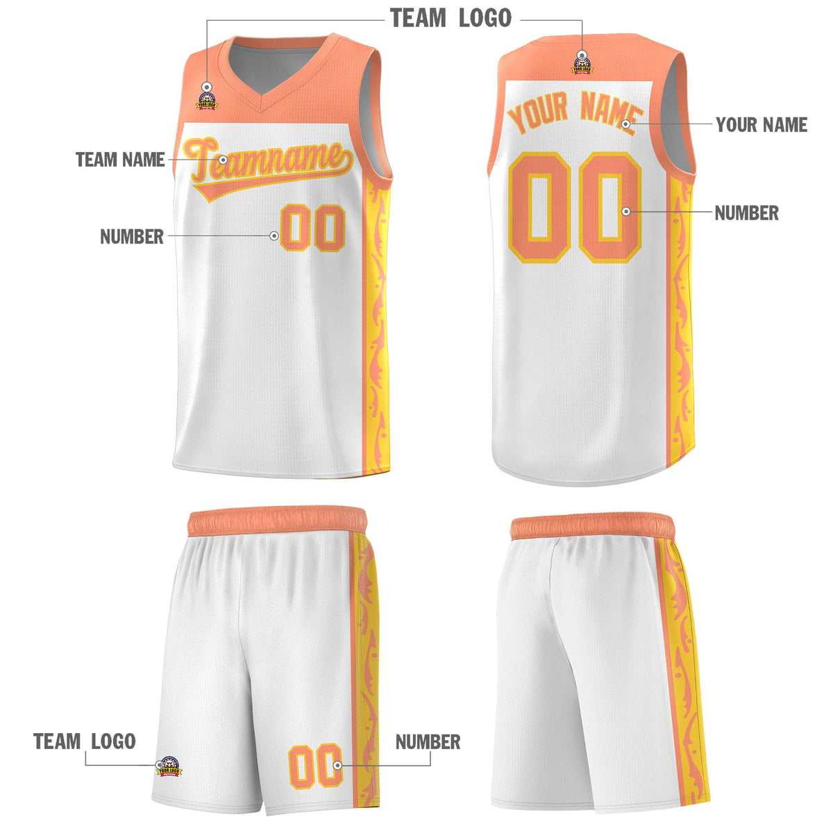 Custom White Side Pattern Sports Uniform Basketball Jersey|KXKSHOP