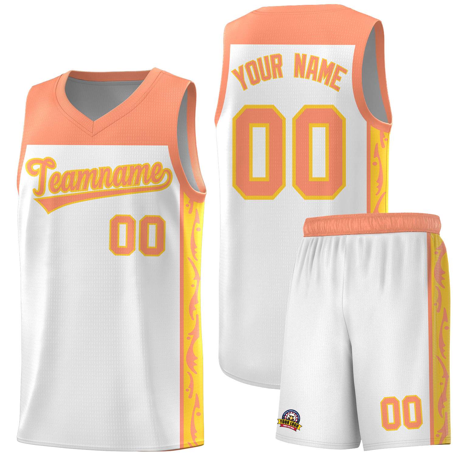 Custom White Side Pattern Sports Uniform Basketball Jersey|KXKSHOP