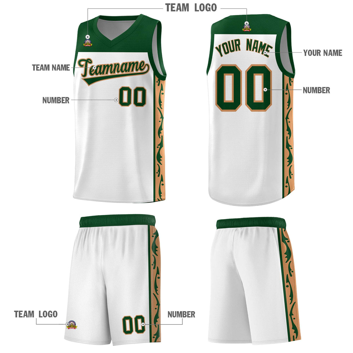 Custom White Side Pattern Sports Uniform Basketball Jersey|KXKSHOP