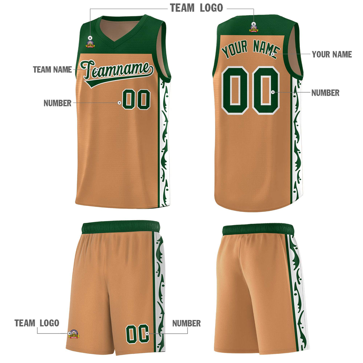 Custom Light Brown Side Pattern Sports Uniform Basketball Jersey|KXKSHOP
