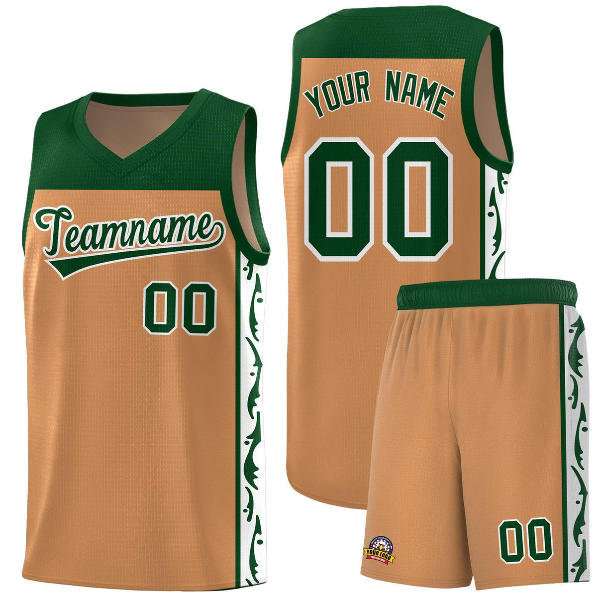 Custom Light Brown Side Pattern Sports Uniform Basketball Jersey|KXKSHOP