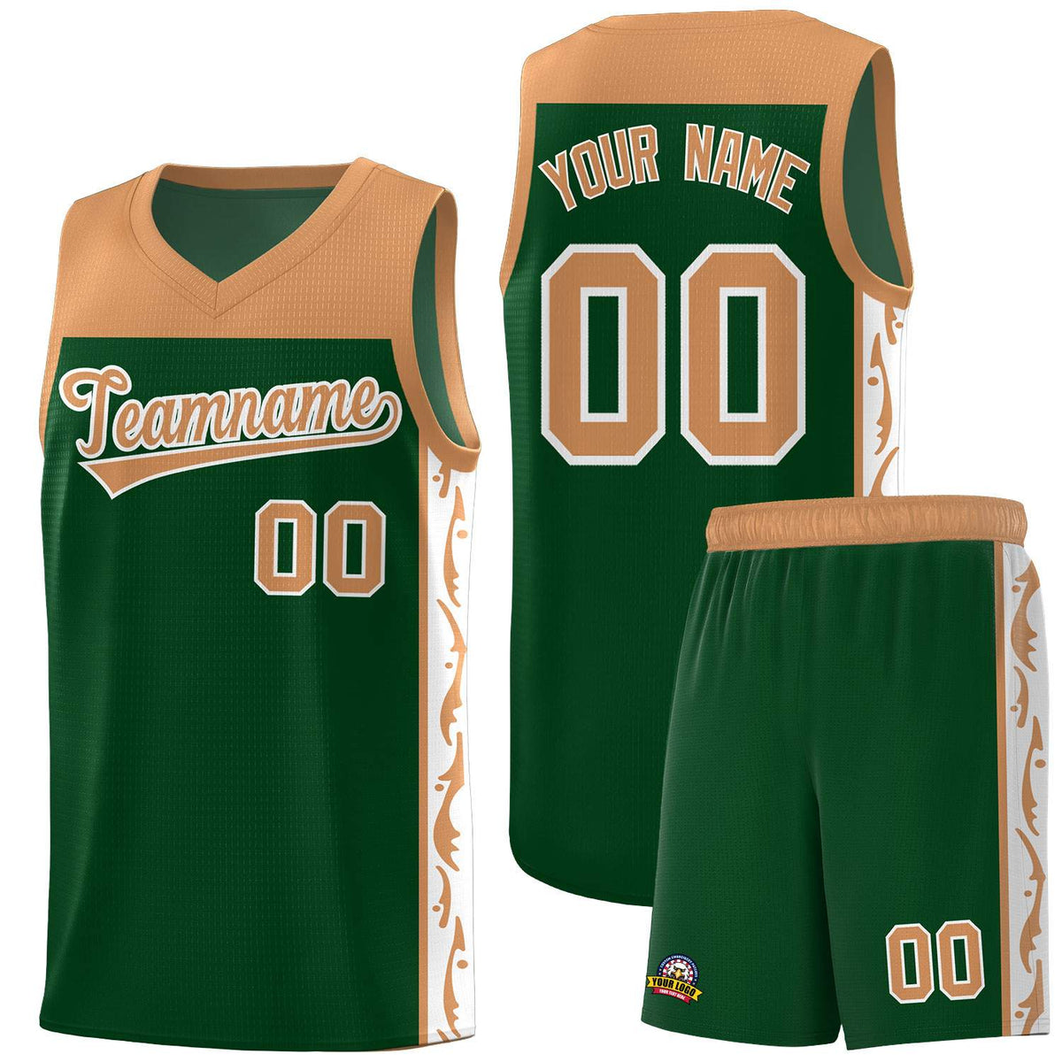 Custom Green Side Pattern Sports Uniform Basketball Jersey|KXKSHOP