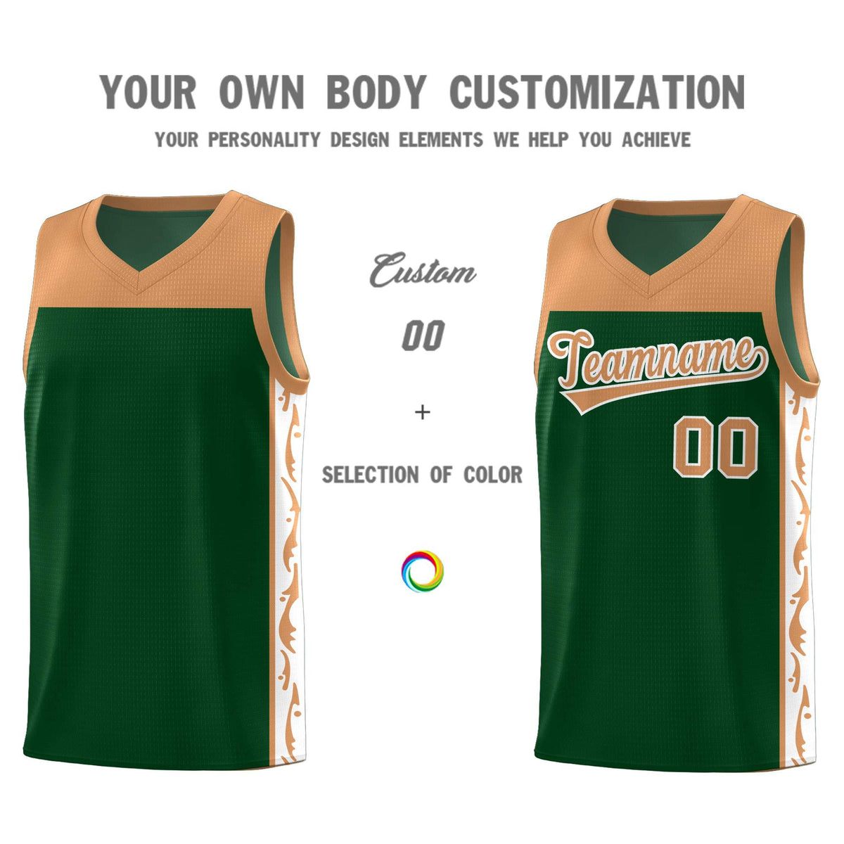Custom Green Side Pattern Sports Uniform Basketball Jersey|KXKSHOP